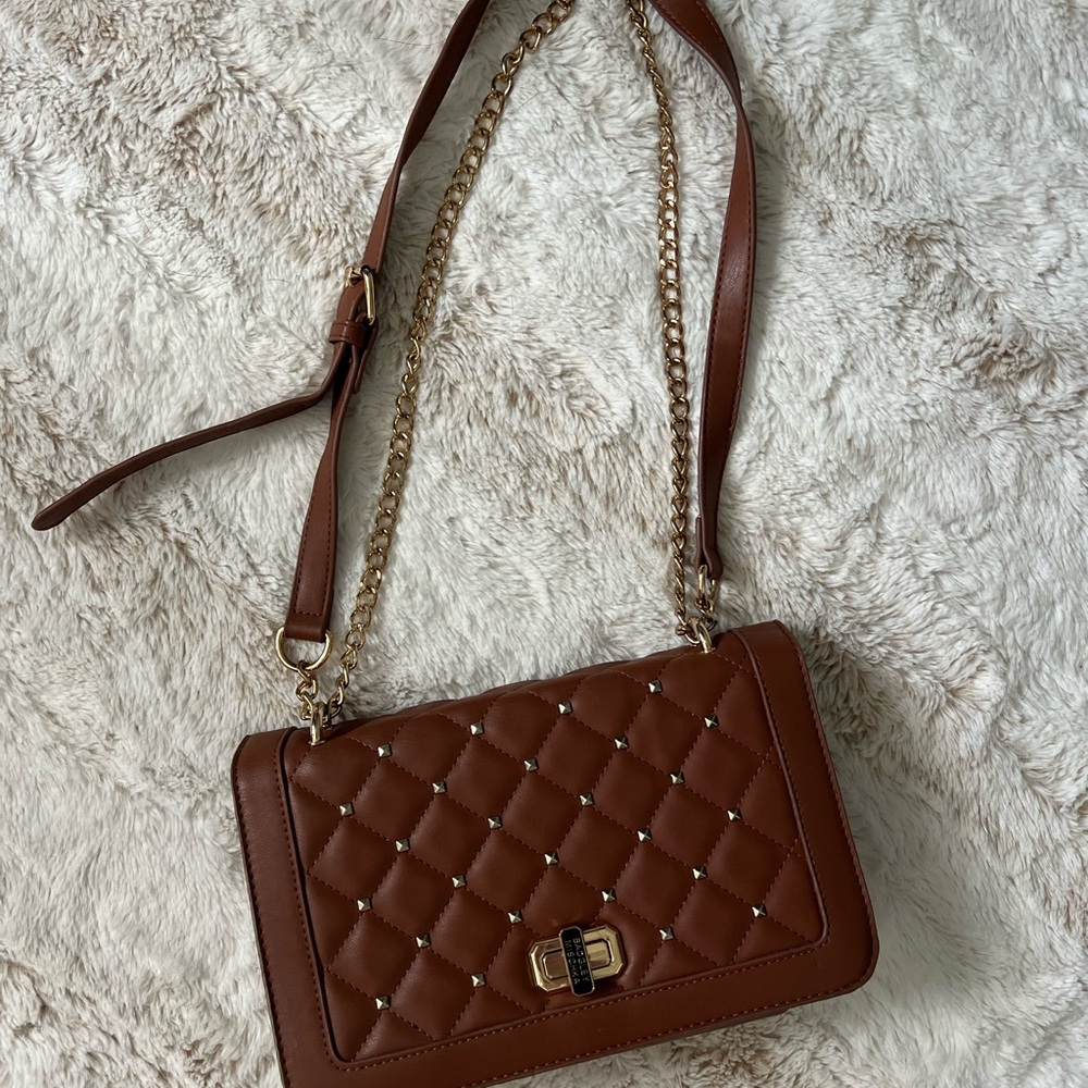 Badgley Mischka Brown Quilted Crossbody Bag